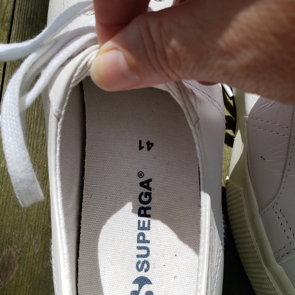 Superga White Leather Platform Sneakers - Picture 5 of 8